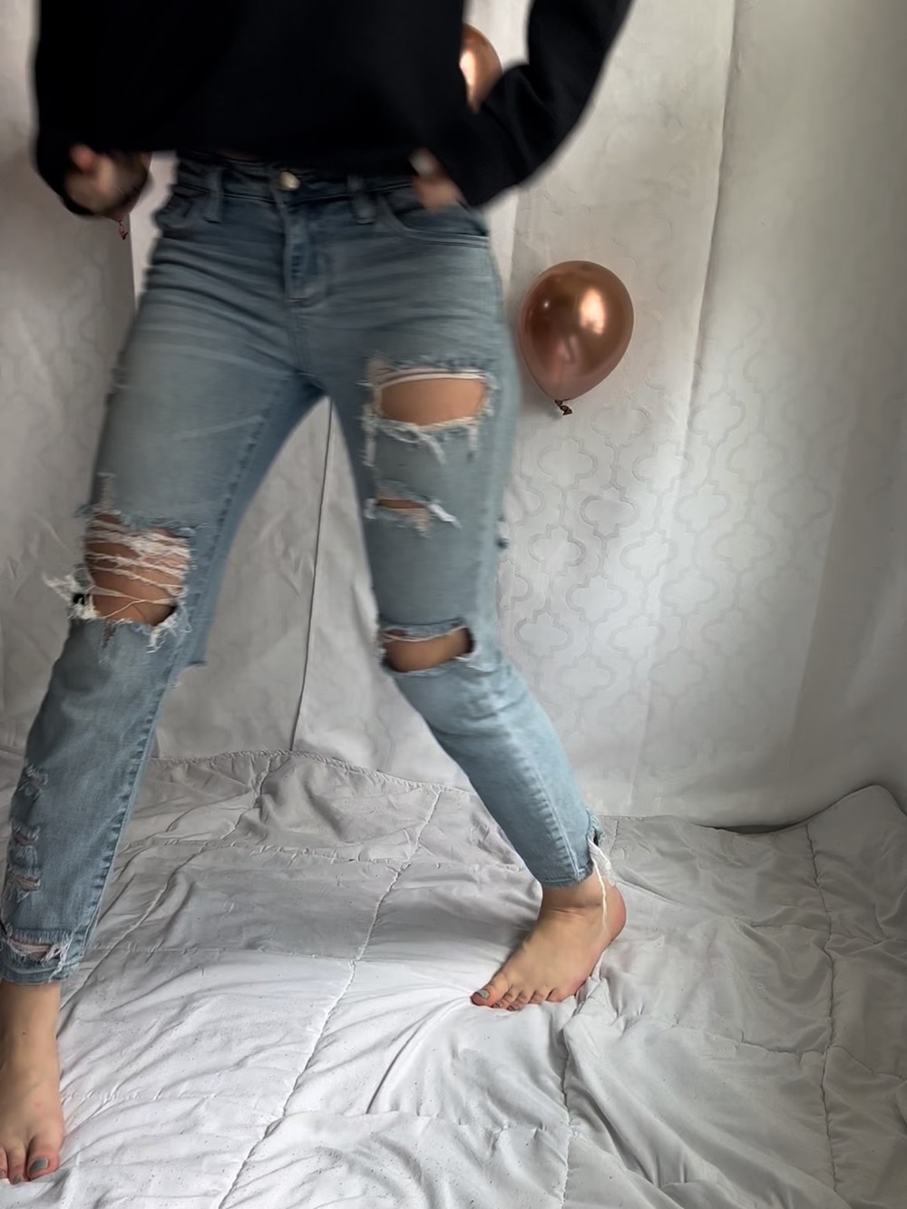 Fashion Nova Light Blue Ripped Ankle Jeans